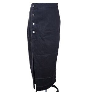 Black‎ Denim Skirt Twelve by On Twelth Frayed Hem Maxi Button Front Womens